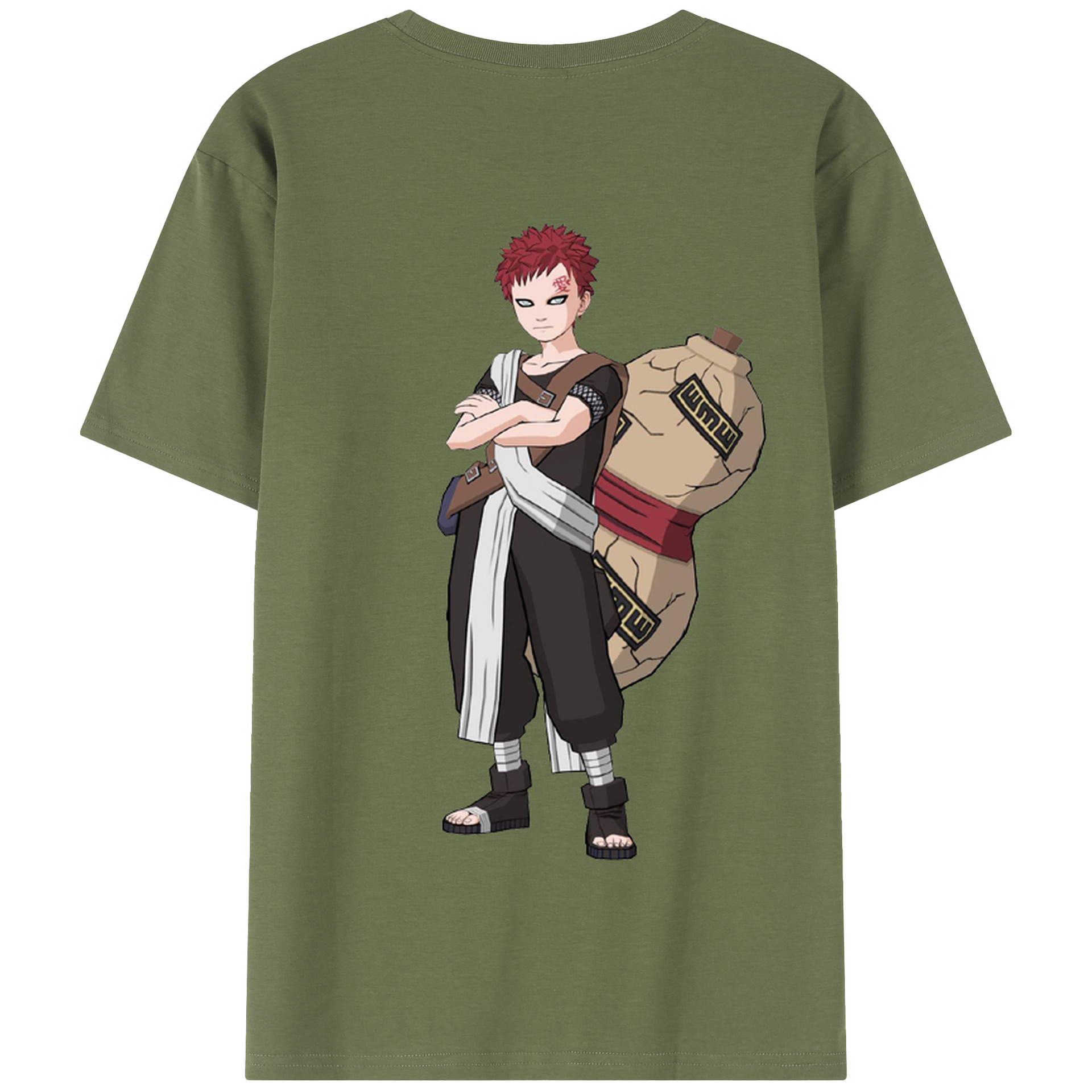 （画像用） NARUTO -ナルト- ガアラ Gaara 綿100％半袖Tシャツ（背面プリント）